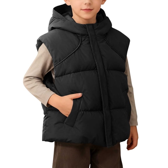 Cowsor Kids Puffer Vest - Full Zip Midweight Thick Insulated Sleeveless Jacket for Kids - Outdoor Quilted Puffer Winter Vest