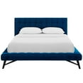 thumbnail image 4 of Julia Queen Biscuit Tufted Performance Velvet Platform Bed Navy, 4 of 6