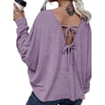 thumbnail image 3 of WISEFIN Womens Pure Color Dropped Shoulder Sleeve Backless T-Shirts Tunic Tops, 3 of 3