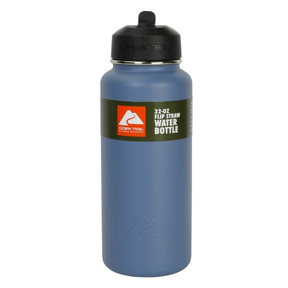 Ozark Trail 32 oz Stainless Steel Insulated Flip-Straw Water Bottle, Indigo Blue