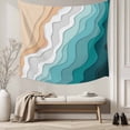 thumbnail image 5 of Teal Green Large Tapestry for Bedroom Wall Hanging Tapestry,Geometric Brown White Beach Waves Gradient Ceiling Backdrop Tapestries Poster Blanket Wall Decor for Teens Room Living Room Dorm 100" x 59", 5 of 8