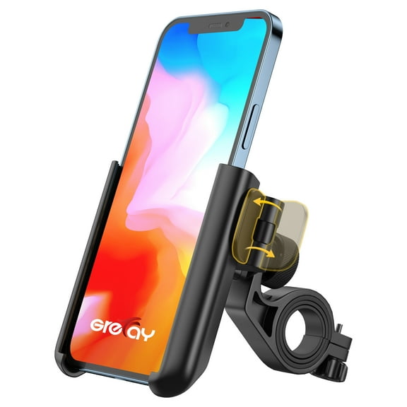 Grefay Bike Phone Mount Universal Motorcycle Handlebar Phone Holder 【1S Quick Release】 Anti Shake Bicycle Phone Clamp for Road Bike/ MTB/ Scooter with 360 Rotation for 3.5-7.0 inches Smartphone