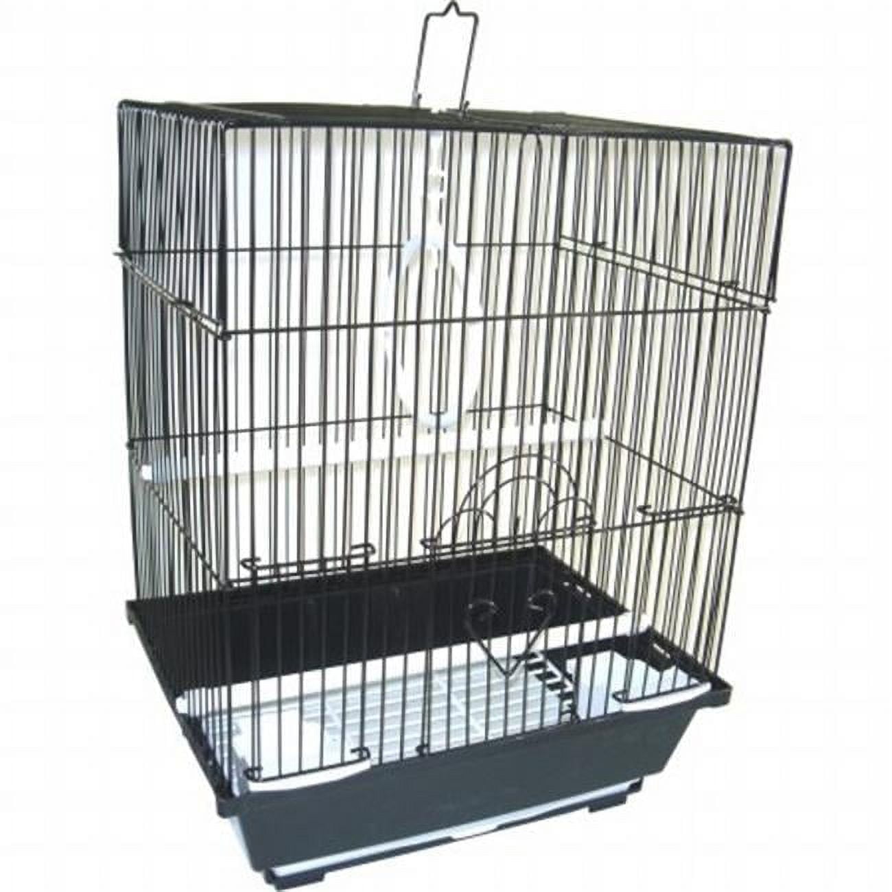 YML Group Flat Top Medium Parakeet Cage - Black - 16.5in.H x 10.8in.W x 13.3in.L