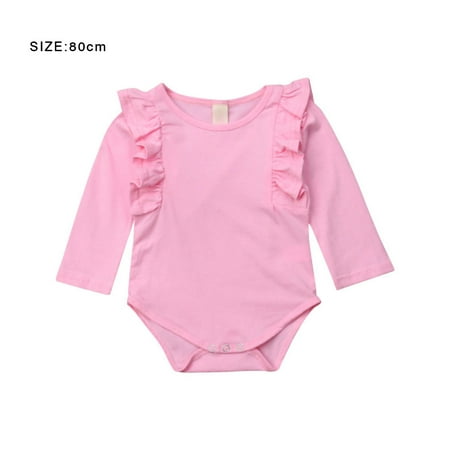 

Baby Crawling Romper Girl Long Sleeve Cotton Jumpsuit Clothes Pink 80cm