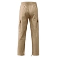 thumbnail image 6 of Zynoxe Cargo Pants for Men with Multi Pocket Comfy Elastic Waist Drawstring Trousers Fashionable Solid Color Hiking Pants Versatile Outdoor Tapered Jogger Pants, 6 of 9