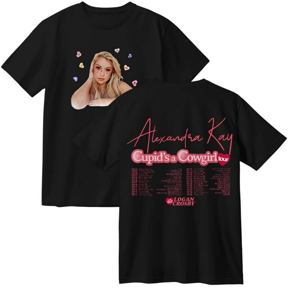 Alexandra Kay Cupid's A Cowgirl Tour Cotton T-Shirt Women Men Casual Crewneck Short Sleeve Tee