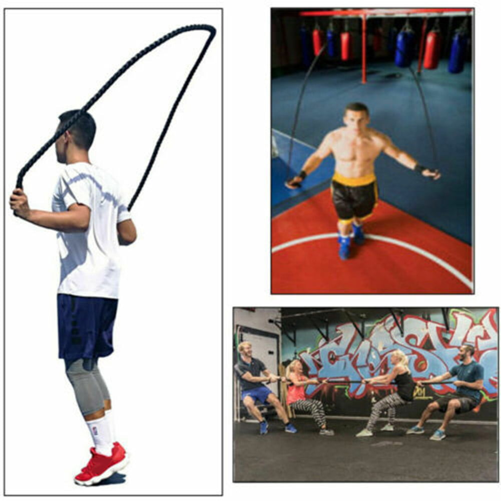 Fitness Weighted Jump Rope 25mm Heavy Battle Skipping Ropes Power Training 