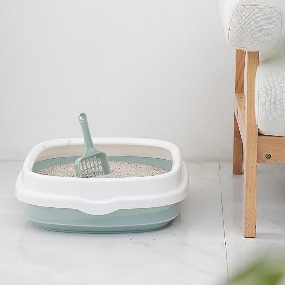 Cheers.US Semi-closed Detachable Anti-splash Pet Cats Sand Litter Box Toilet with Scoop,Portable, Lightweight, Eco-friendly Dismountable design for easy cleaning