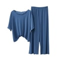 thumbnail image 4 of Ynynloco Lounge Sets for Women Short Sleeve Tops and Long Pants Soft Comfy Pajamas Set Two Piece Matching Outfits, 4 of 5