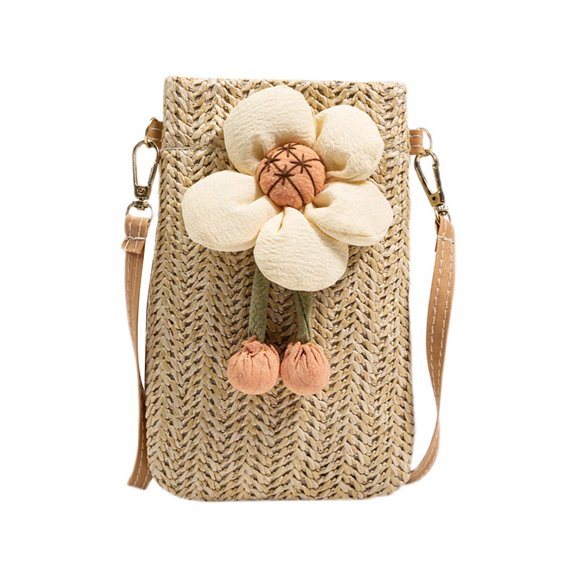 Segolike Crossbody Bag Women Trendy Women Woven Handbag for Travel Beach Holidays With Flowers