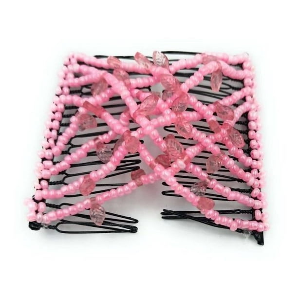 Peineta Doble Para Cabello Peineta Magica Doble Con Hojitas rosa Genérico hojitas