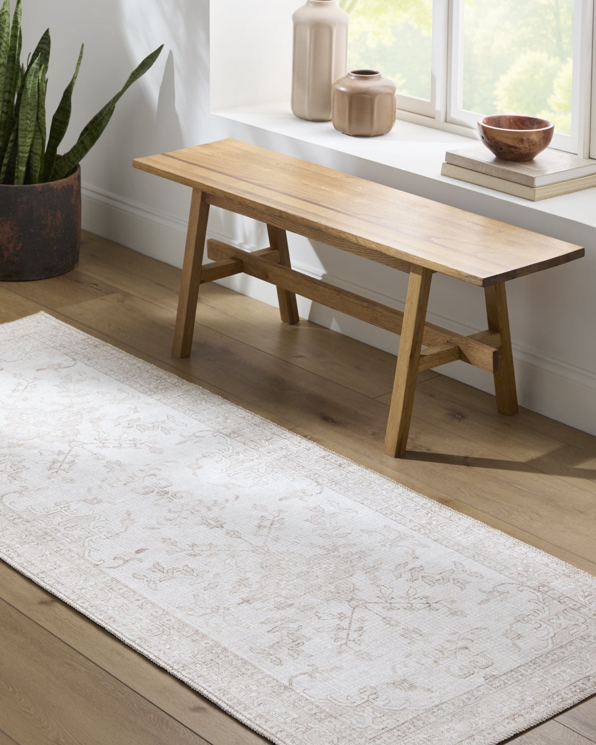 My Texas House Back to Campus Pearl Washable Runner Rug, Off-White, 2 ft 7 in x 7 ft