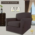 thumbnail image 2 of Easy-Going 2 Pieces Microfiber Stretch Sofa Slipcover Spandex Soft Sofa Couch Cover, Chair, Chocolate, 2 of 7