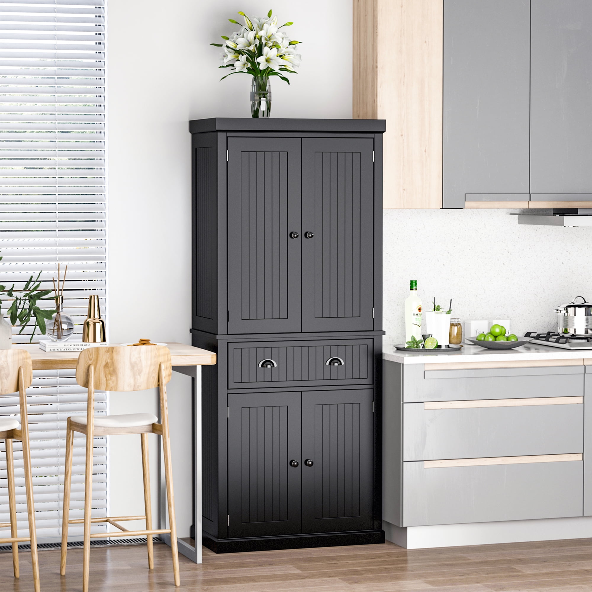 Homcom modern kitchen pantry deals freestanding cabinet cupboard