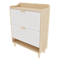 thumbnail image 6 of Nordic Style 31.5-Inch Shoe Storage Cabinet with 2 Flip Drawers, Freestanding Entryway Organizer for Small Spaces, Modern Minimalist Design, Solid Wood Legs, White & Natural Wood Color Matched, 6 of 8