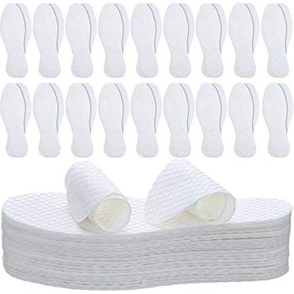 AoVoTo 100 Paires de Doublures de Chaussures Jetables Respirantes Semelles Fines Remplaçables Absorbant la Sueur Inserts de Chaussures Pieds Nus Mangeurs d'Odeurs Semelles pour Femmes Hommes Botte de Randonnée Espadrille Course