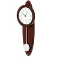 thumbnail image 3 of Modern Grandfather Brown Oval Pendulum Wood-Looking Plastic Wall Clock for Living Room, Kitchen, or Dining Room, 3 of 7