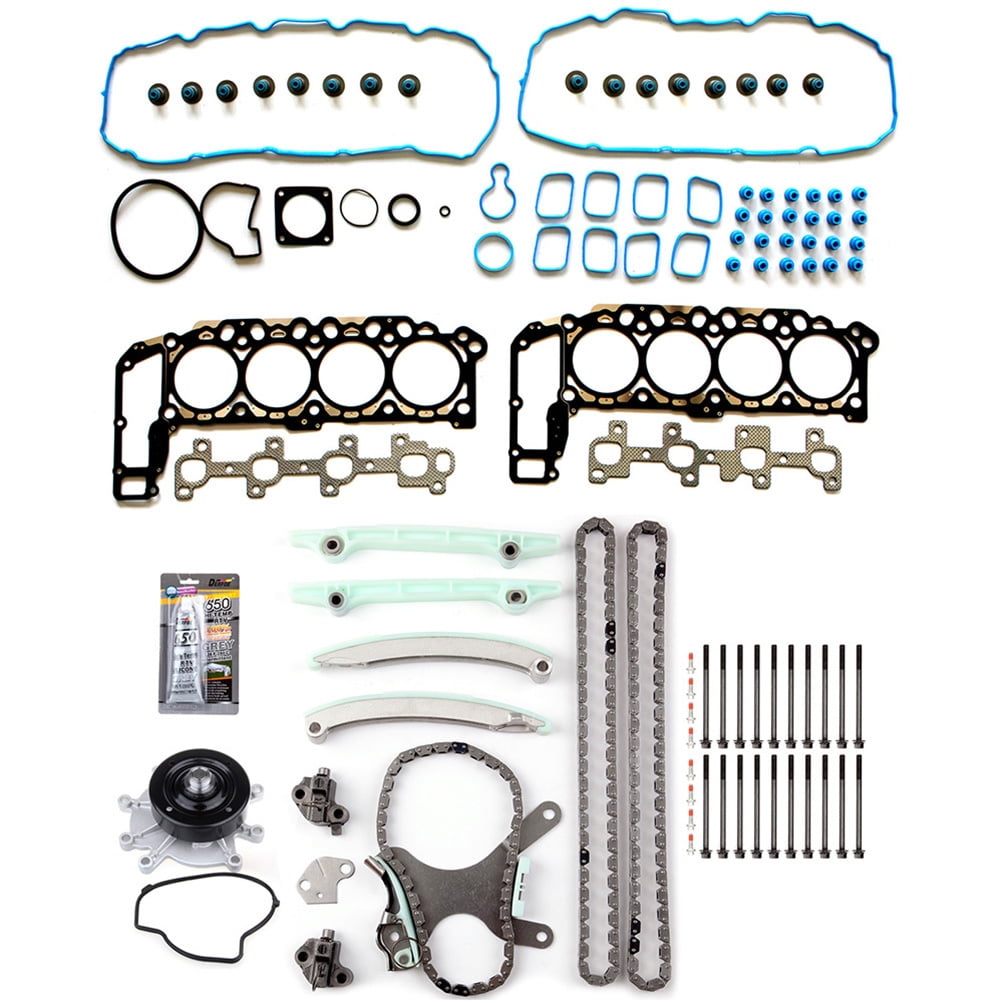 SCITOO Timing Chain Kit Head Gasket Bolts Set with Water Pump for 2000-2003  for Dodge Dakota 4.7L