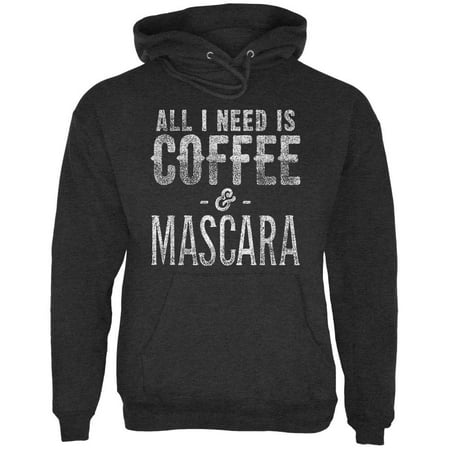 All I Need Is Coffee and Mascara Mens Hoodie Charcoal Heather MD