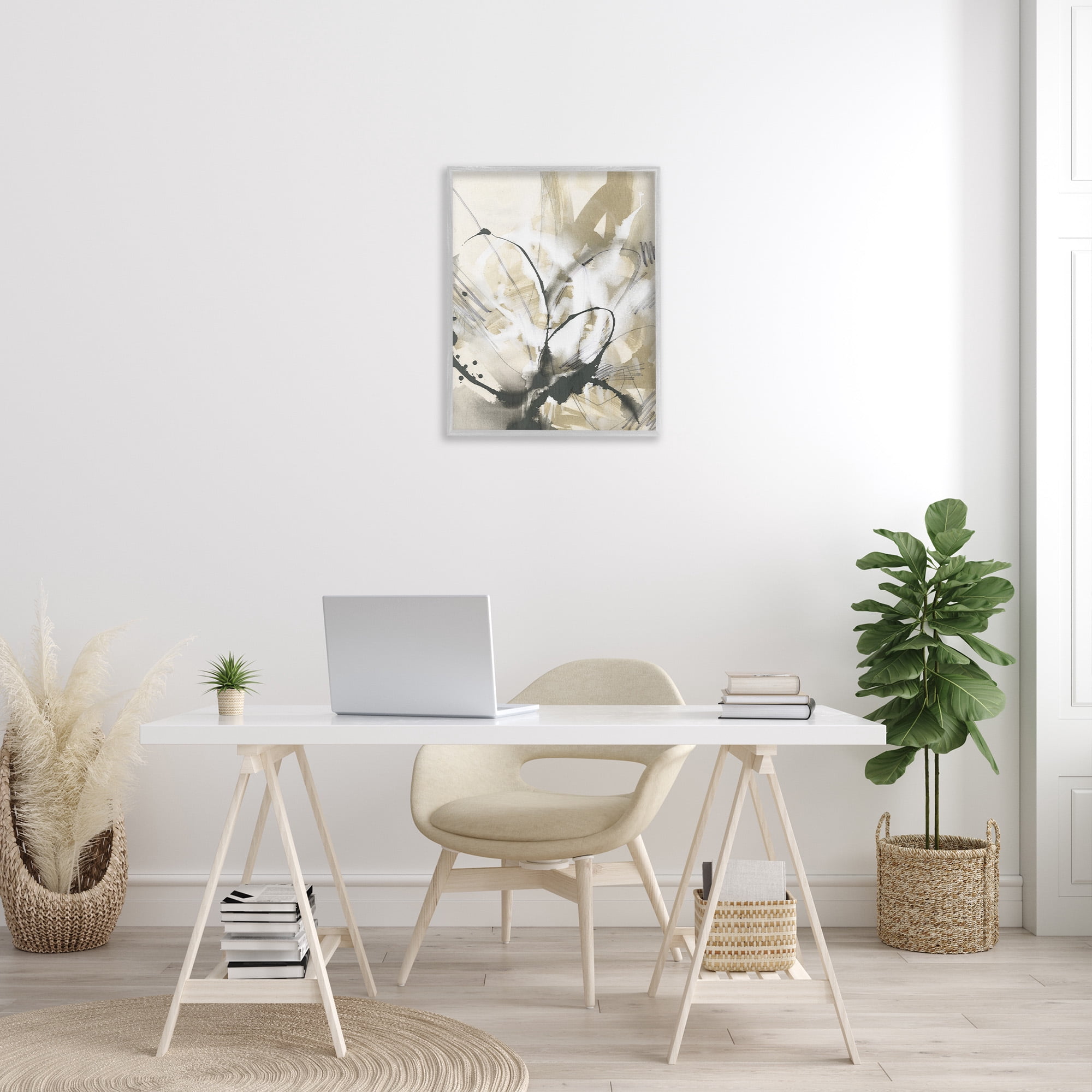 Stupell Industries Circular Complex Abstract Abstract Painting Gray Framed Art Print Wall Art, 24 x 30