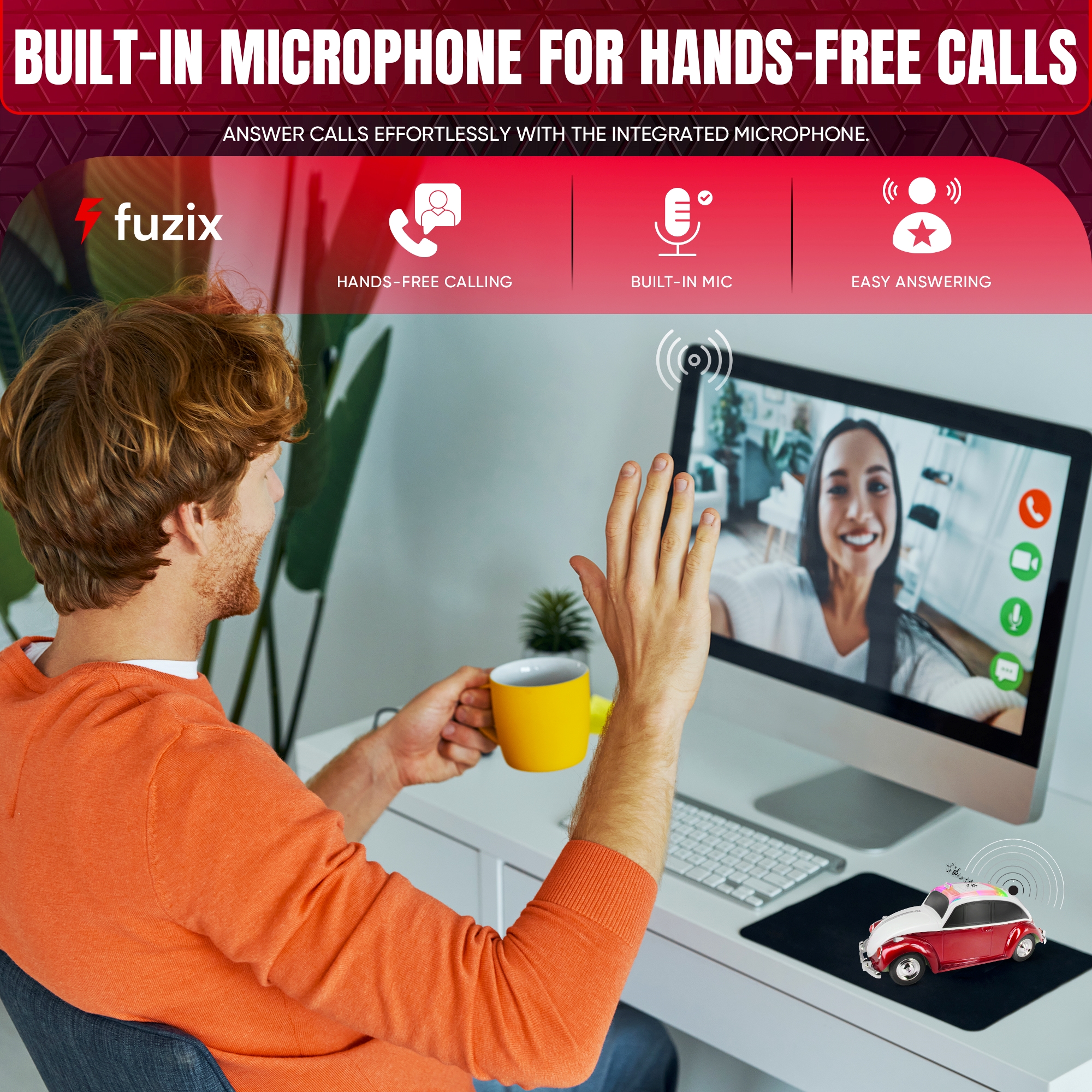 Fuzix WS-1958 Car Bluetooth Portable Speaker with LED AUX USB FM Rechargeable