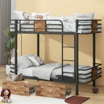 Euroco Metal Twin XL over Twin XL Bunk Bed with 2 Drawers for Kids Teens, Black