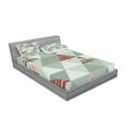 thumbnail image 3 of Grey Bedding Set with Sheet & Covers, Abstract Geometrical Theme Retro Illustration of Triangles Trees Print, Printed Bedroom Decor 2 Shams, 4 Sizes, Coral and Reseda Green, by Ambesonne, 3 of 3