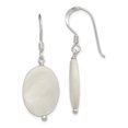 thumbnail image 1 of 925 Sterling Silver White Mother Of Pearl Oval Drop Dangle Earrings Natural Stone Shell, 1 of 6