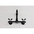 thumbnail image 3 of Kingston Brass KS2440AX Heritage Double-Handle Wall-Mount Bridge Kitchen Faucet, Matte Black, 3 of 7