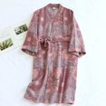 thumbnail image 6 of Jiibva Kimono Dressing Gown Retro Style Couple Japanese Pajamas with Waist Belt Kimono Robe Home Casual Wear for Party Pyjamas, 6 of 7