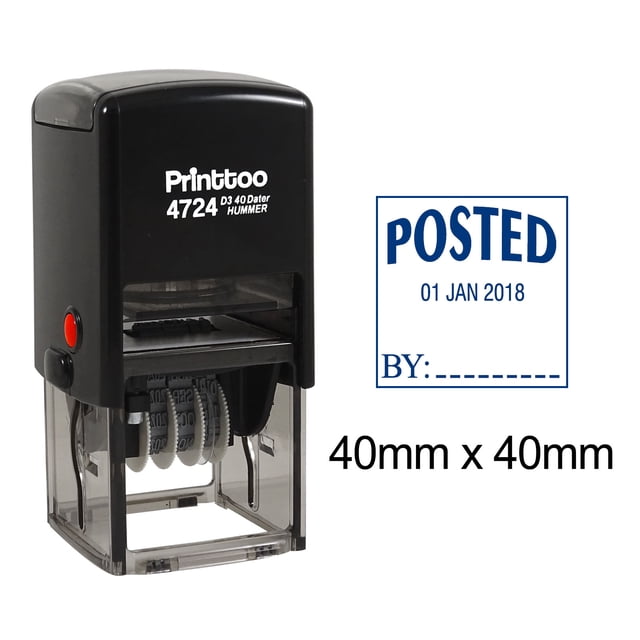 Printtoo Office Stationery Dater Stamp Self Inking With Posted By Text Date Rubber Stamp-Blue
