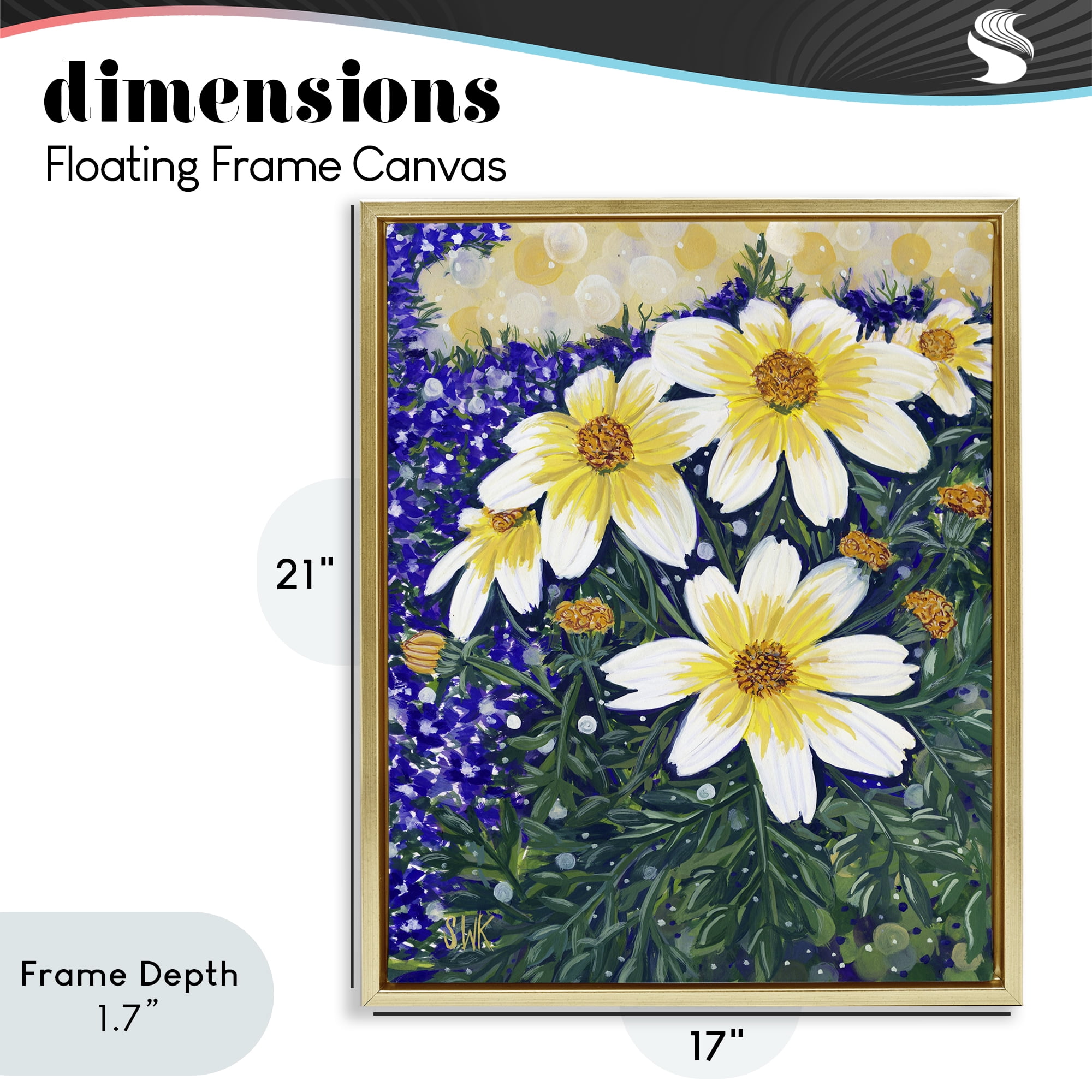 Stupell Industries Summer Garden Cosmos Gold Framed Floater Canvas Wall Art, design by Sarah Waldron Kimball