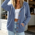 thumbnail image 6 of AnuYalue Button Up Hoodies for Women Lightweight Ribbed Long Sleeve Cardigan Sweater Jacket with Pockets, 6 of 9