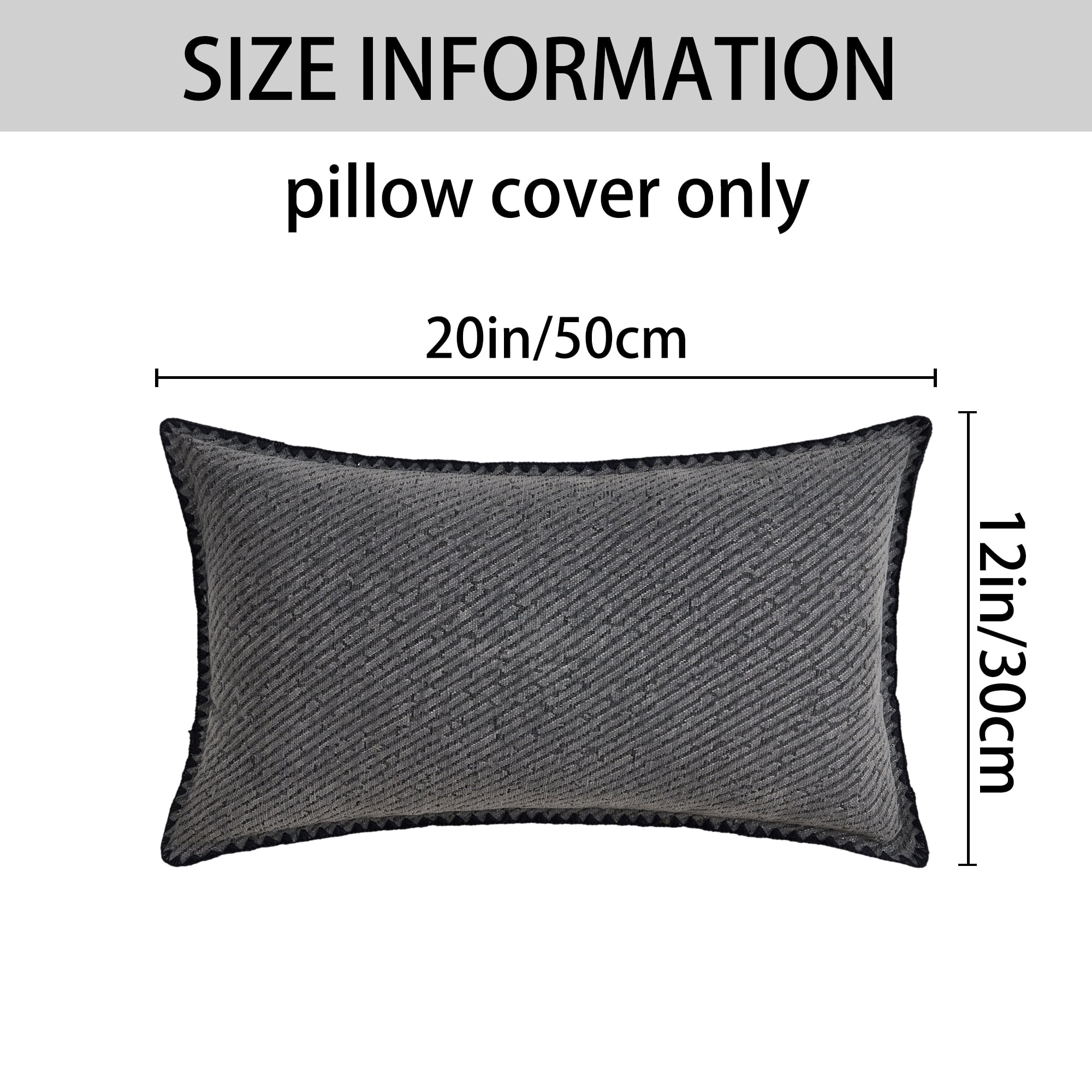 Unique Bargains 4 Pcs Soft Chenille Pillowcase Grey/White 12" x 20"