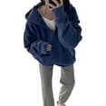 thumbnail image 4 of hirigin Women Zip Up Jacket Casual Loose Solid Color Long Sleeve Hoodie Sweatshirt with Pockets Autumn Streetwear, 4 of 9