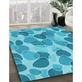 thumbnail image 3 of Ahgly Company Machine Washable Indoor Square Transitional Bright Turquoise Blue Area Rugs, 5' Square, 3 of 7