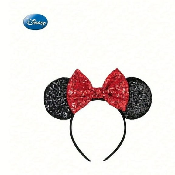 1pc Disney Character Minnies Ears Decorative Head Band Glitter Sequin Bowknot Hair Hoop For Women