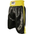 thumbnail image 2 of Fearless Classic Satin Pro-Style Boxing Trunks, Premium Lightweight Fight Shorts for Training, Sparring, and Gym Wear, Black/Gold, X-Large, 2 of 4