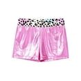 thumbnail image 3 of Zaldita Kids Girls Shiny Metallic Ballet Dance Shorts Gym Workout Bottom Gymnastics Shorts Pink Leopard 12, 3 of 5