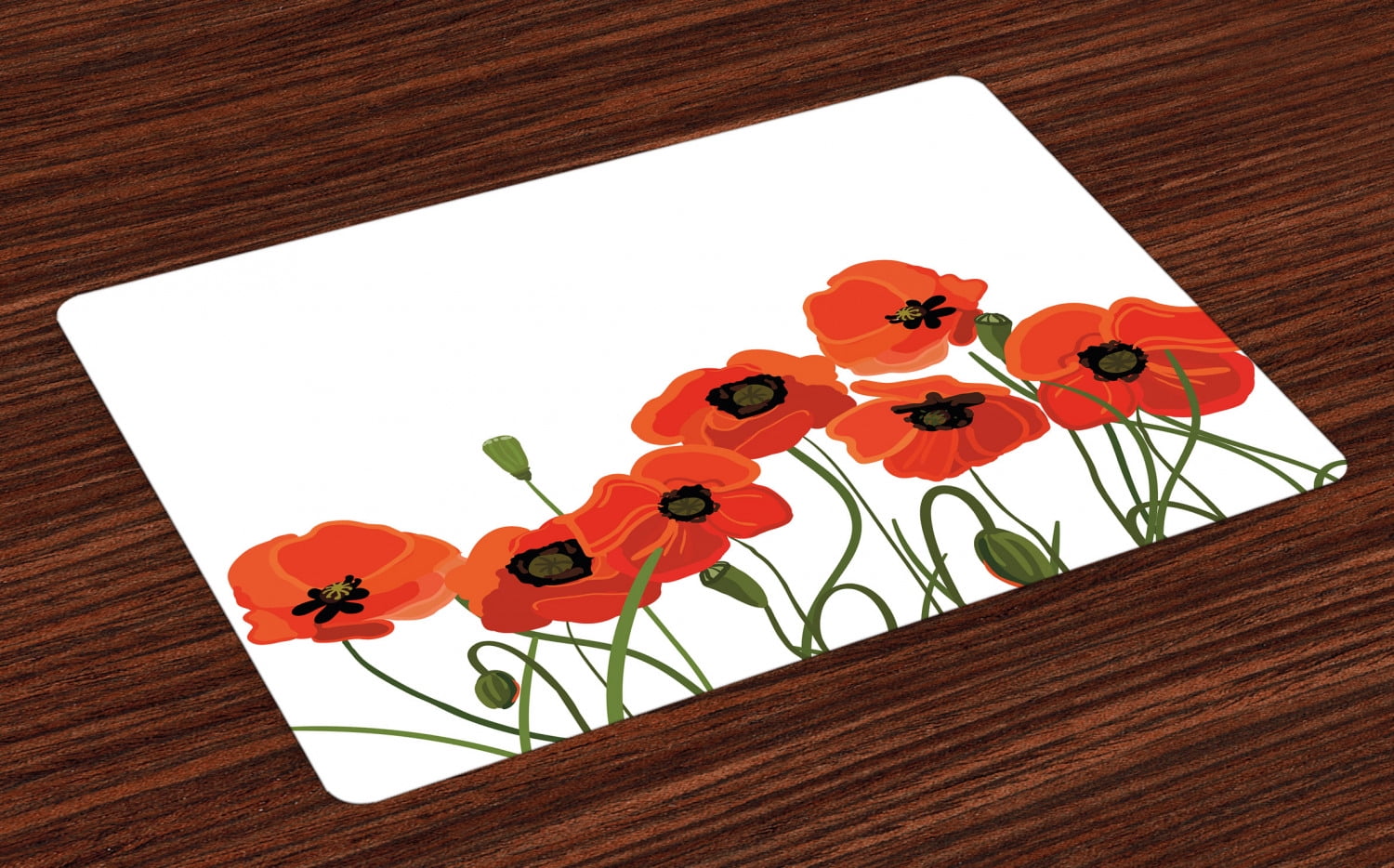 Poppy Placemats Set of 4 Efflorescing Meadow in the Backwoods Vibrant