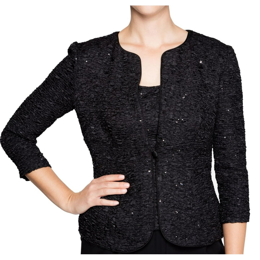 Alex Evenings Alex Evenings Womens Large Petite Sequin Top & Jacket