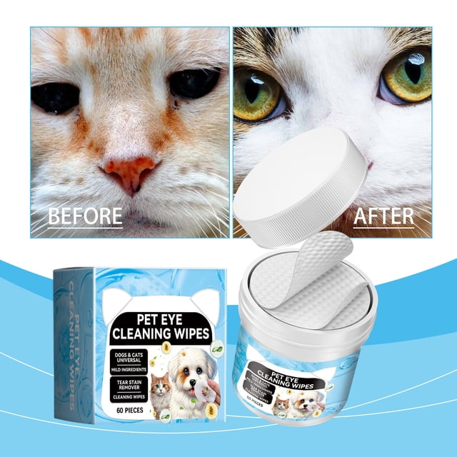 Toallitas limpiadoras limpias para ojos de gatos y perros, eliminador de manchas de lágrimas para mascotas, almohadillas de limpieza suaves, 10ml