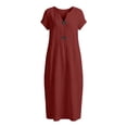 thumbnail image 6 of Spring Tops for Women Plus Size Dresses Women Fashion Women Loose Solid Color O Puff Sleeve Casual Short Sleeve Dress, 6 of 6