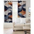 thumbnail image 3 of Blackout Curtains for Bedroom, Navy Blue Burnt Orange Room Darkening Window Drapes for Living Room, Retro Geometric Abstract Thermal Insulated Grommet Curtains, 52x90 inch, 2 Panels, 3 of 9