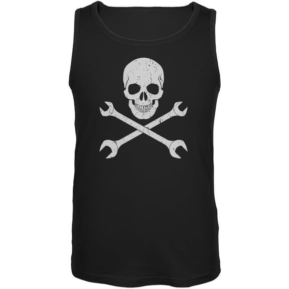 Automotive Skull And Wrenches Black Adult Tank Top - 2X-Large