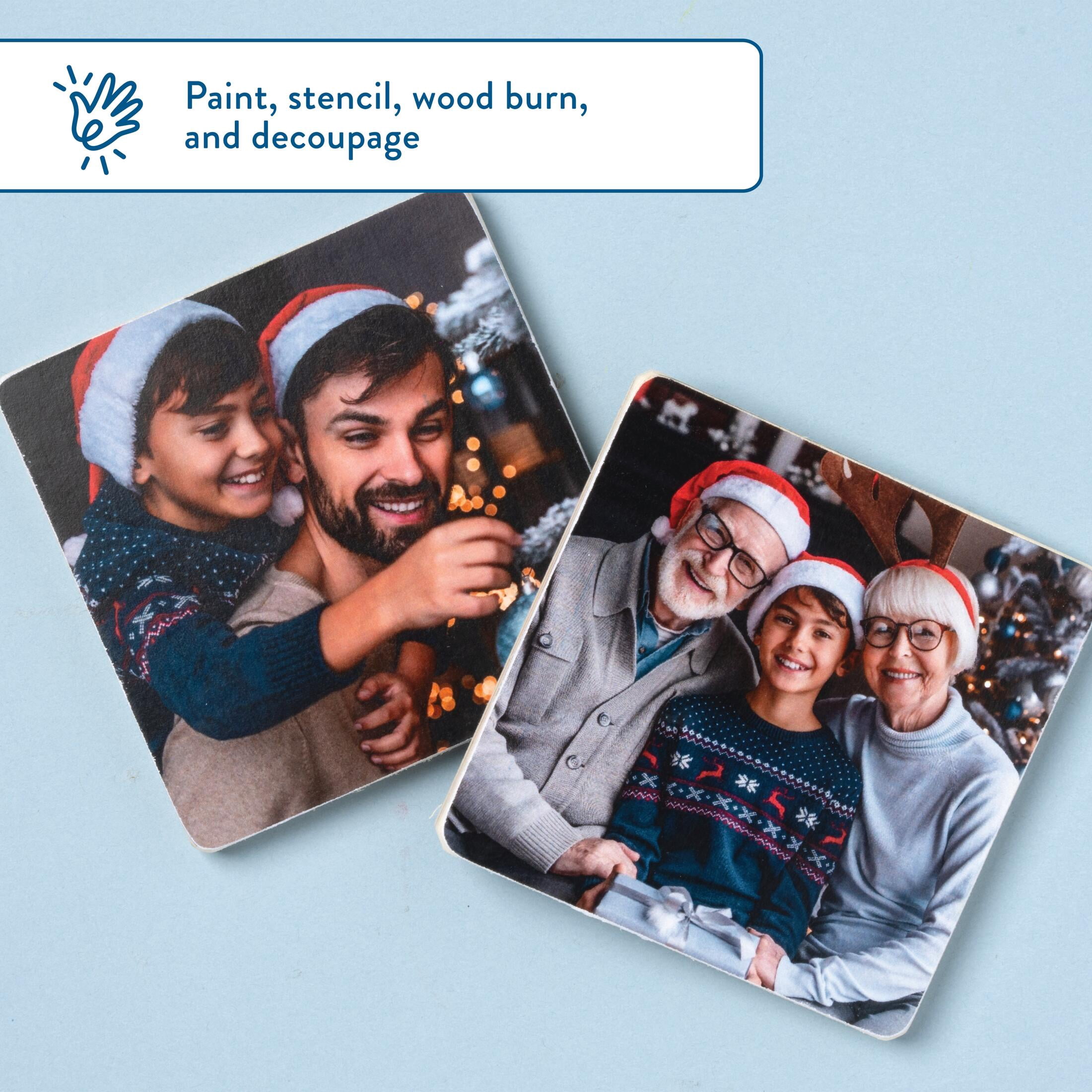 Hello Hobby Wood Coaster Set, 4 Piece, 4" x 4"