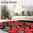 thumbnail image 2 of ODIKA 6'x9' Machine Washable Non-Slip Area Rug, Joyful Poinsettia Bloom Yuletide Flower Garden Entrance High Traffic Rug, Red, 733378, 2 of 7