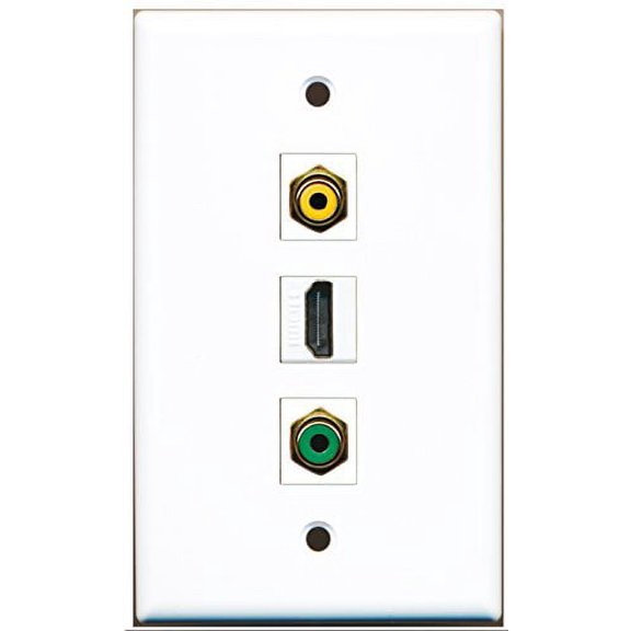 RiteAV - 1 Port HDMI and 1 Port RCA Yellow and 1 Port RCA Green Wall Plate