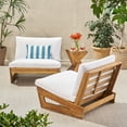 thumbnail image 3 of GDF Studio Elloree Outdoor Acacia Wood Club Chairs with Cushions, Set of 2, Teak and White, 3 of 14