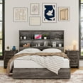 thumbnail image 2 of ARYARD Nightstand Set of 2 with Charging Station, Wood End Table with 2 Drawers for Bathroom, Grey, 2 of 8